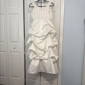 David's Bridal White Ruched Tiered Gown